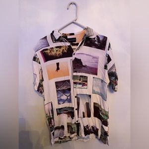 Men’s button up retro shirt- worn only once
